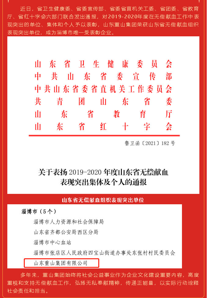 【榮譽(yù)】集團(tuán)榮獲山東省無(wú)償獻(xiàn)血組織表現(xiàn)突出單位12