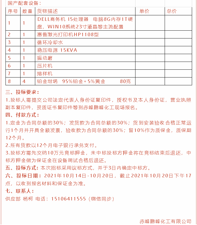 【招標(biāo)公告】鵬峰化工2t燃煤鍋爐、熒光分析儀、螢石粉招標(biāo)37